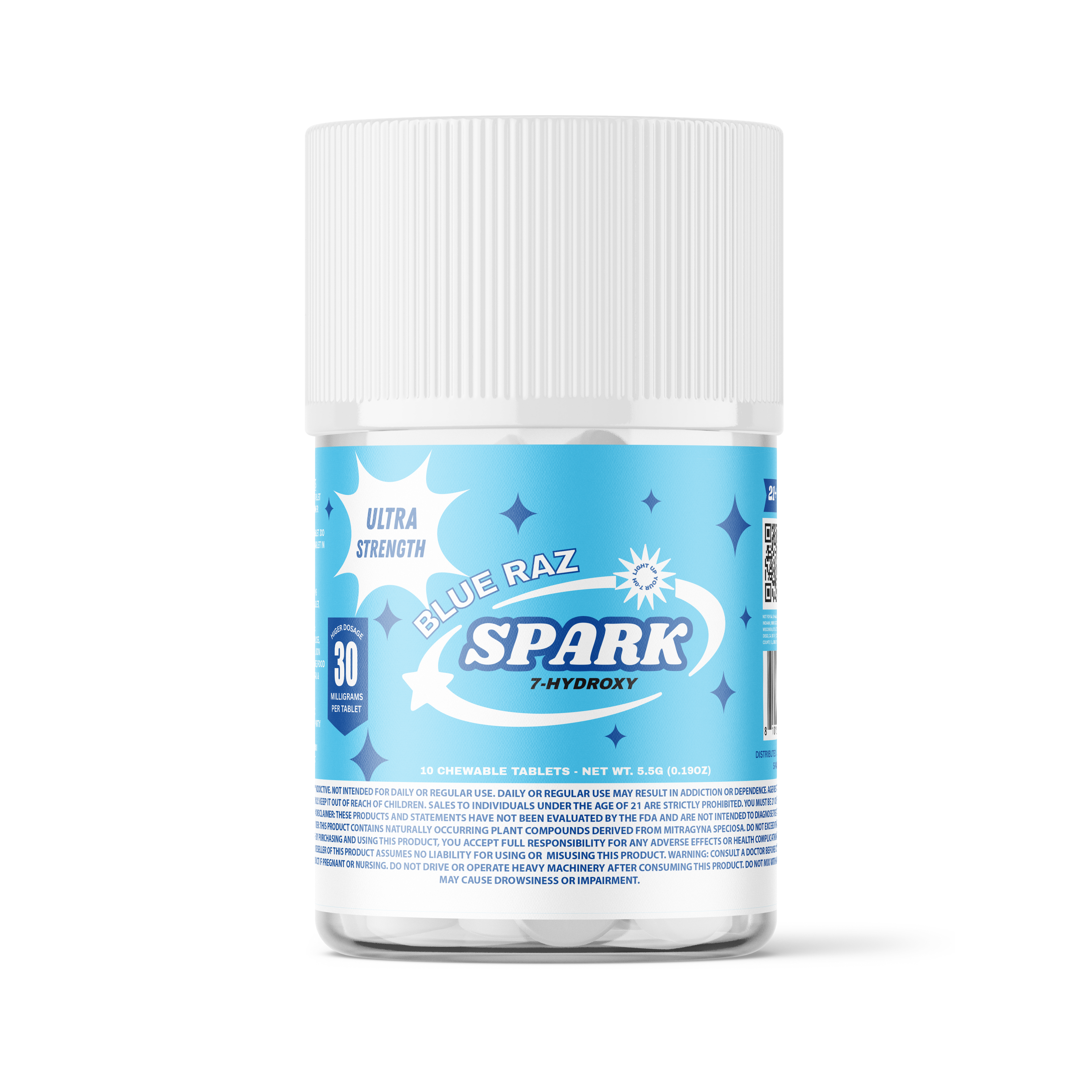 Spark 7 Hydroxy, 30 Tablets Per Bottle, 30MG Per Tablet - Blue Raz