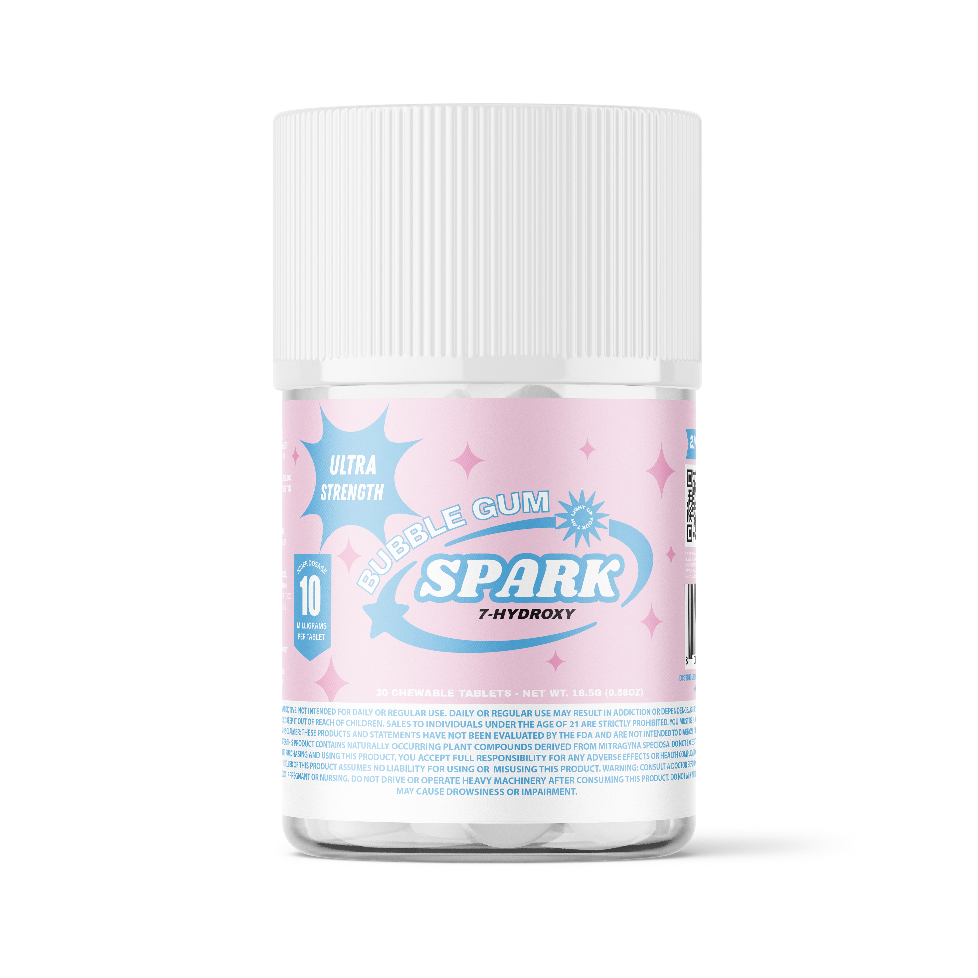 Spark 7 Hydroxy, 30 Tablets Per Bottle, 10MG Per Tablet - Bubblegum