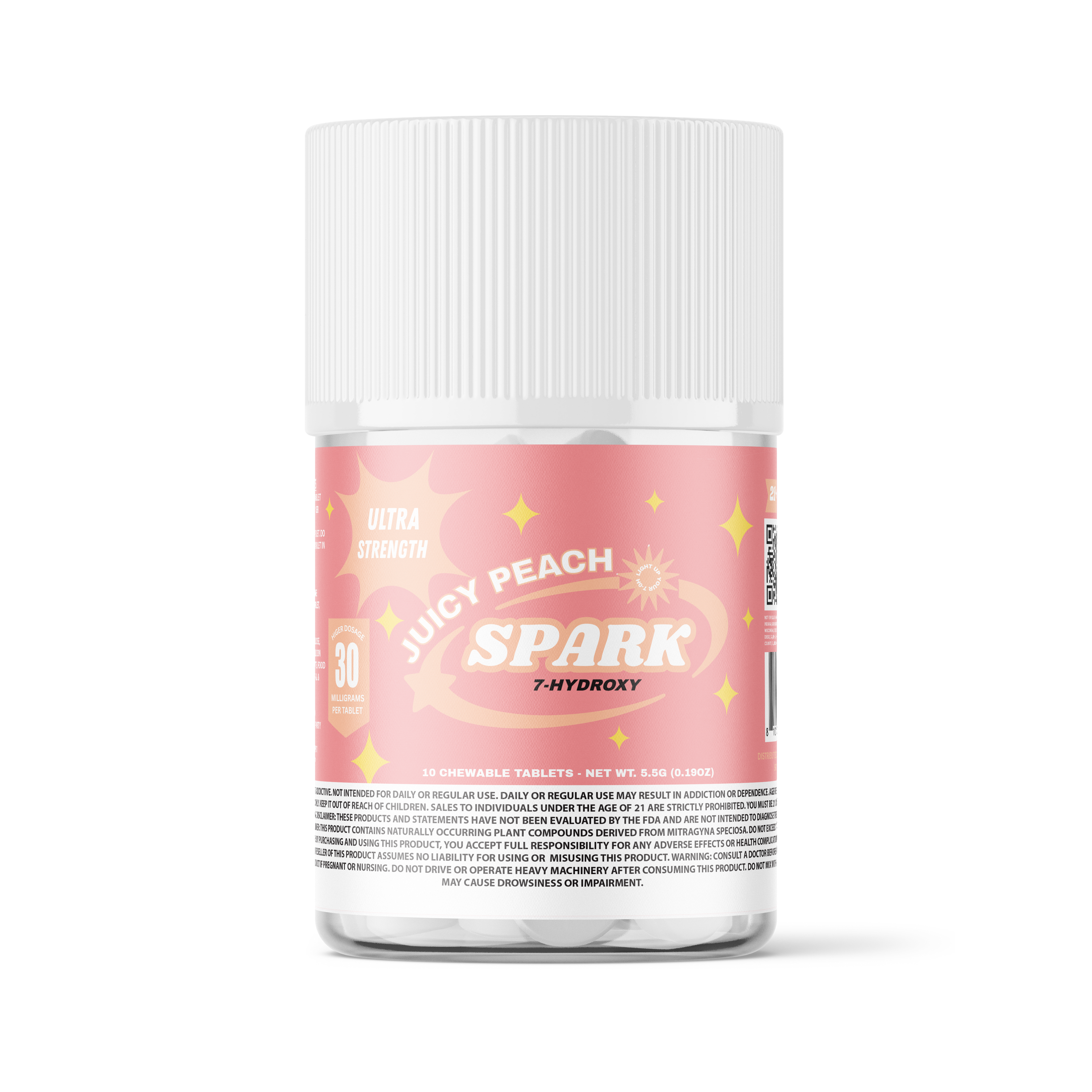Spark 7 Hydroxy, 30 Tablets Per Bottle, 30MG Per Tablet - Juicy Peach